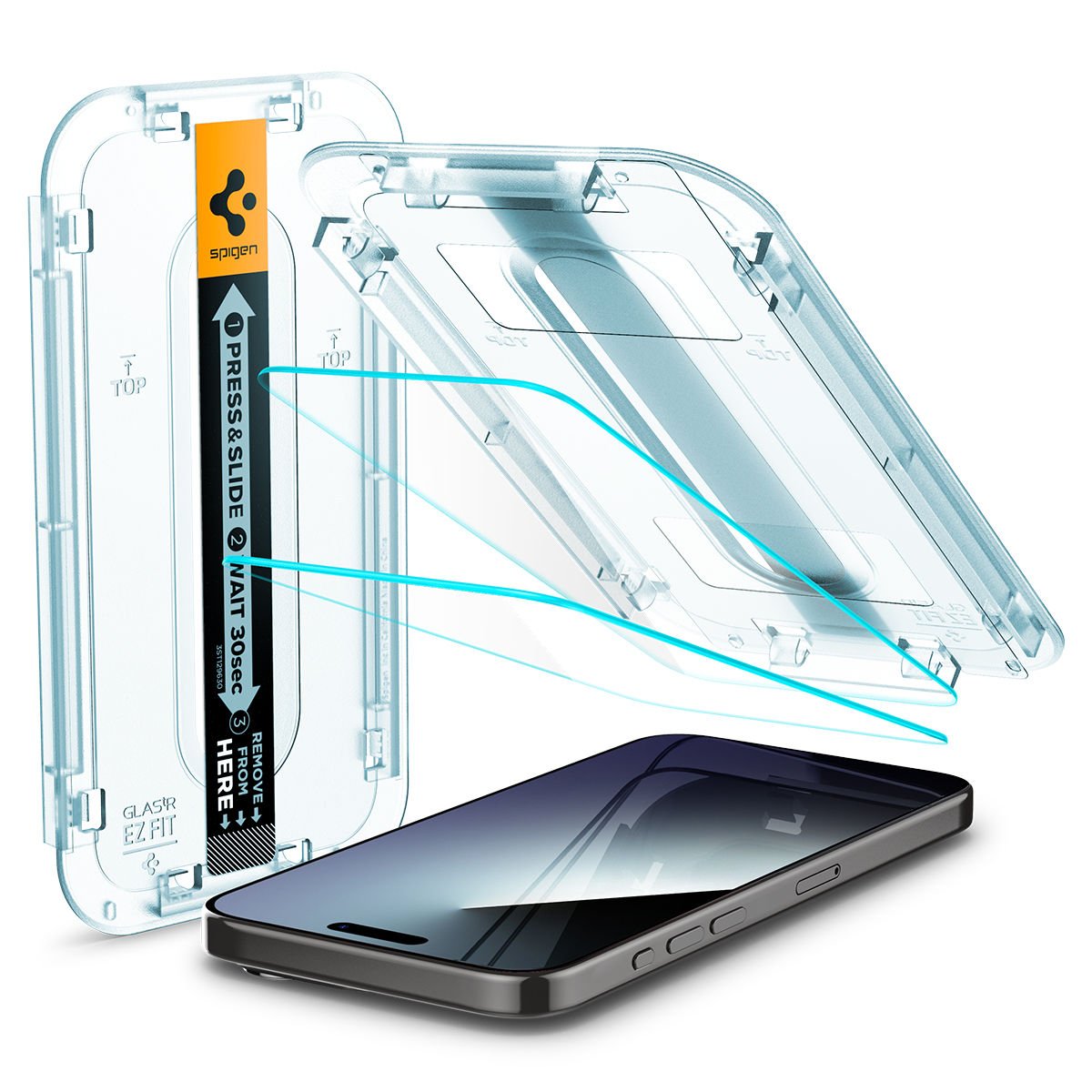 iPhone 15 Pro Max Cam Ekran Koruyucu Kolay Kurulum, Spigen Glas.tR EZ Fit Slim HD (2 Adet)