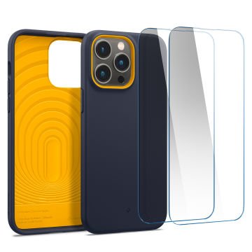 iPhone 14 Pro Kılıf, Caseology Nano Pop 360 + Cam Ekran Koruyucu (2 Adet) Blueberry Navy