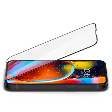 iPhone 13 Mini Cam Ekran Koruyucu, Spigen Glas.tR Slim FC HD Black (1 Adet)