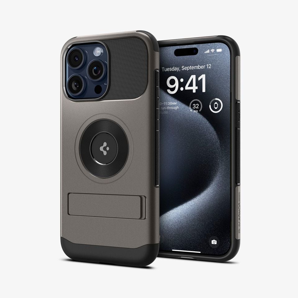 iPhone 15 Pro Max Kılıf, Spigen Slim Armor Magfit (Magsafe Uyumlu) Gunmetal