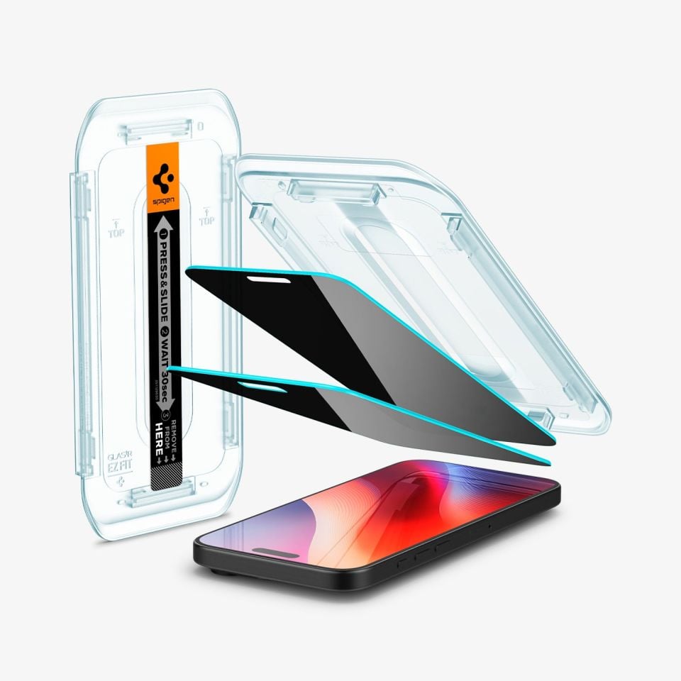 Spigen iPhone 16 Pro Max Hayalet Cam Ekran Koruyucu Kolay Kurulum Glas.tR EZ Fit Privacy (2 Adet)