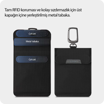 Spigen Klasden Kılıf Araç Anahtar Çantası Faraday Bag Designed for Car RFID Signal Blocking Car Key Black