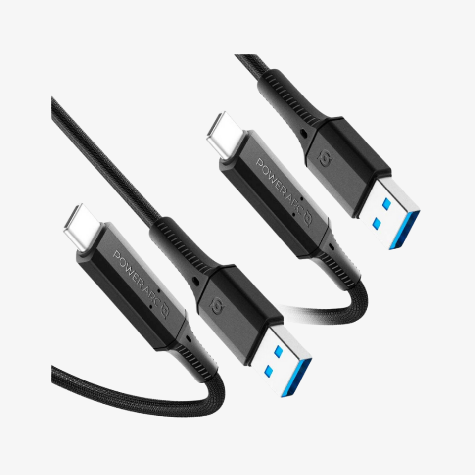 Spigen PowerArc USB-C to USB-A (3.2 Gen 5.0 GB Veri Transfer Aktarım Hızı) DuraBend Hızlı Şarj ve Data Kablo (2 Adet / 1 Metre) Black