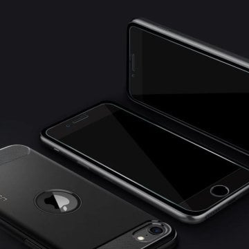 iPhone SE 2022 / 2020 8/7 Uyumlu Ekran Koruyucu, Spigen FC HD Black (1 Adet)