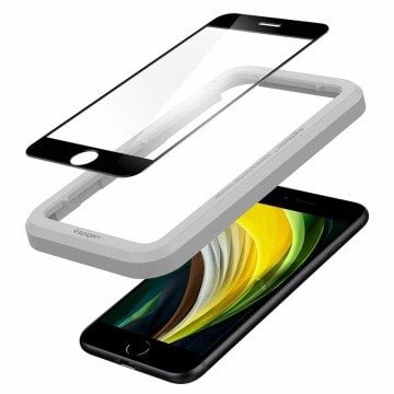 iPhone SE 2022 / 2020 / iPhone 8 / iPhone 7 Uyumlu Kolay Kurulum Ekran Koruyucu, Spigen Align Master FC Black (1 Adet)