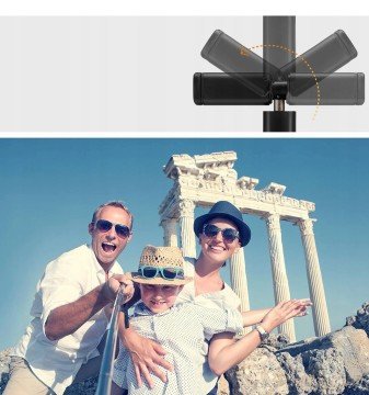 Bluetooth Selfie Çubuğu Led Işıklı, Spigen Tüm Cihazlara Uyumlu S550W Midnight Black