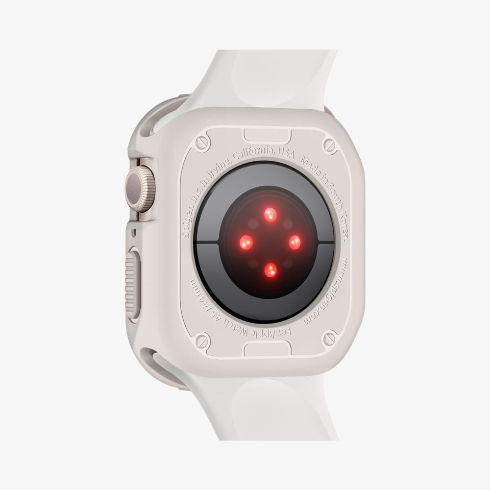 Apple Watch Serisi (44mm / 45mm) Kılıf, Spigen Rugged Armor Dune Beige