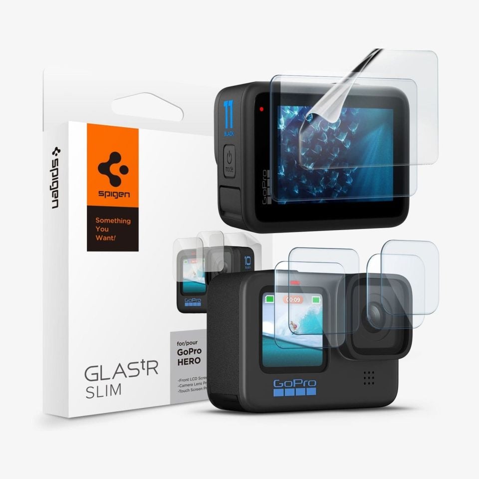 GoPro HERO11 Ekran Koruyucu Cam, Spigen GoPro Screen Protector Glas.tR Slim