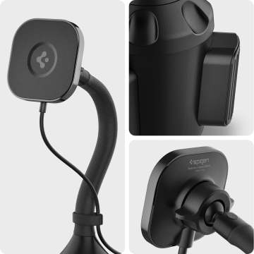 Spigen OneTap Cup Holder Bardaklık Araç Tutacağı + MagSafe Manyetik Kablosuz Şarj Cihazı iPhone 15 / iPhone 14 / iPhone 13 / iPhone 12 Serisi ile Uyumlu ITS68W Black