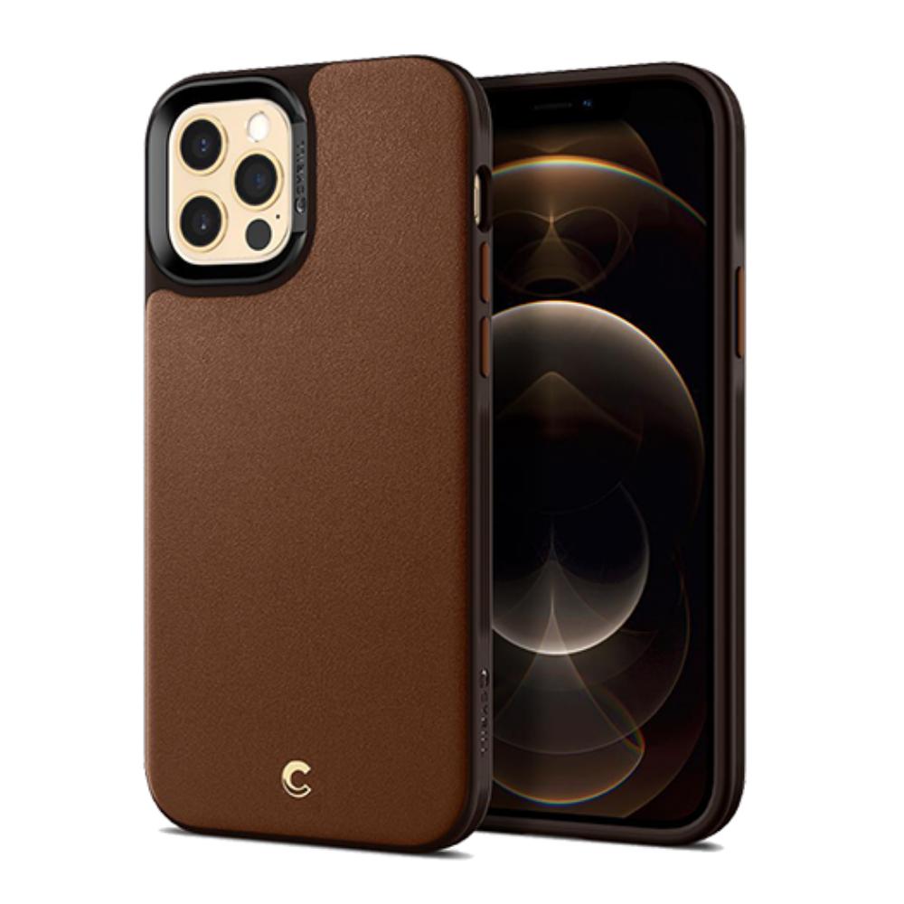 iPhone 12 / iPhone 12 Pro Kılıf, Spigen Ciel by Cyrill Leather Brick (Deri) Saddle Brown