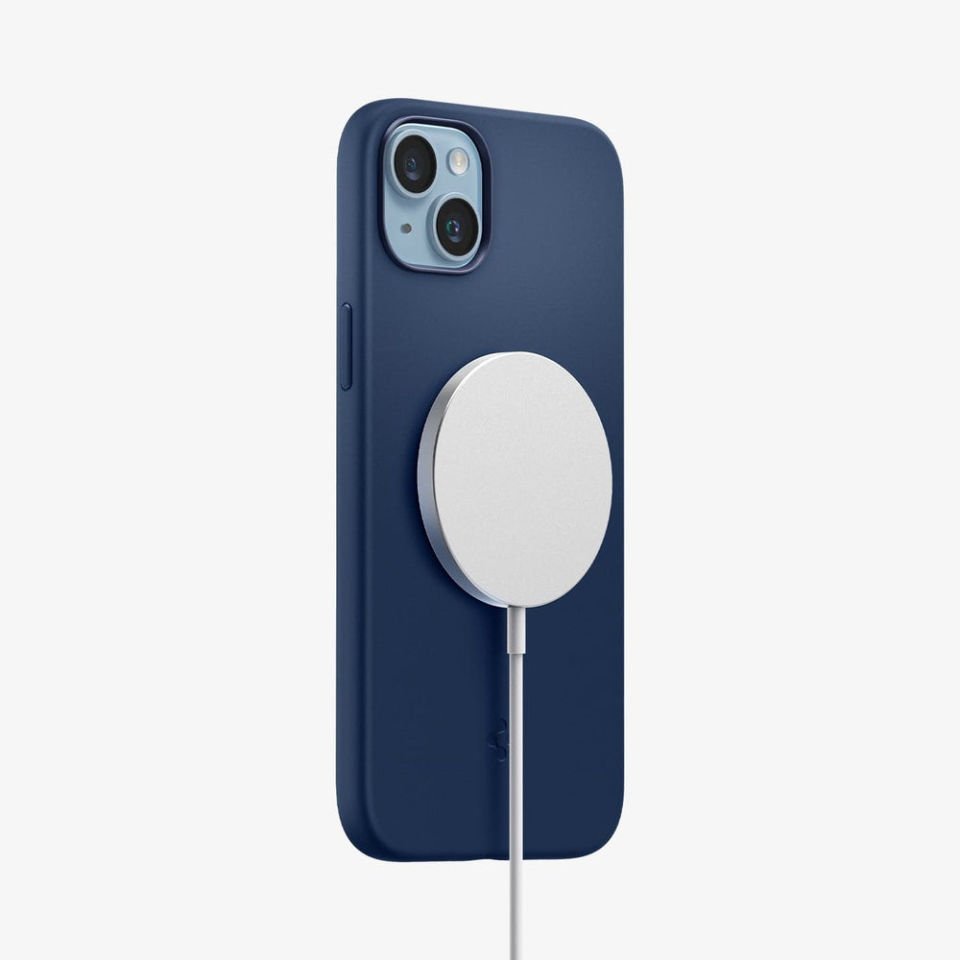 iPhone 14 Plus Kılıf, Spigen Silicone Fit MagFit (MagSafe Uyumlu) Navy Blue