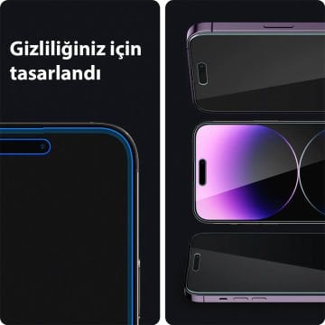 iPhone 14 Pro Max Cam Ekran Koruyucu Kolay Kurulum, Spigen EZ FIT GLAS.tR Privacy