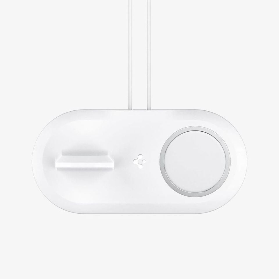 Spigen MagFit Duo 2in1 MagSafe & Apple Watch ile Uyumlu Stand Dock Ünitesi White