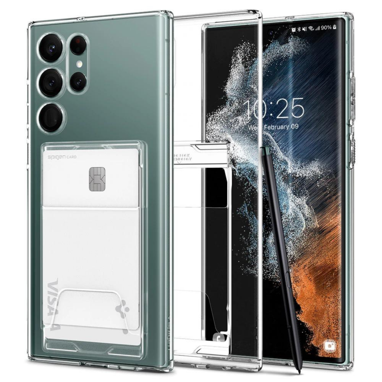 Galaxy S22 5G Ultra Kılıf, Spigen Crystal Slot Dual Wallet Crystal Clear