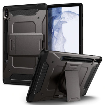 Galaxy Tab S7 Plus / S8 Plus Kılıf, Spigen Tough Armor Pro Gunmetal