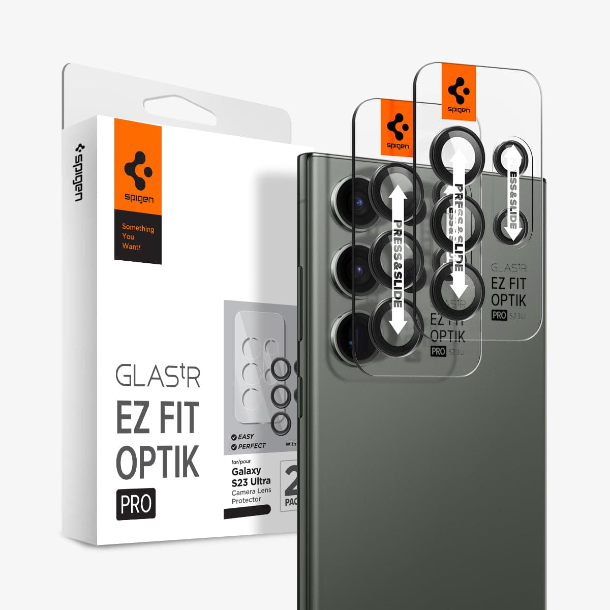 Galaxy S23 Ultra Kamera Lens Cam Ekran Koruyucu, Spigen Glas.tR EZ Fit Optik Pro (2 Adet) Black