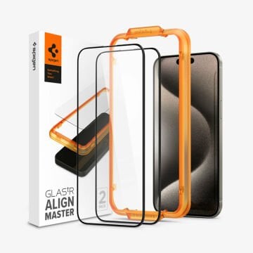 iPhone 15 Cam Ekran Koruyucu, Spigen Kolay Kurulum Alignmaster Full Cover (2 Adet)