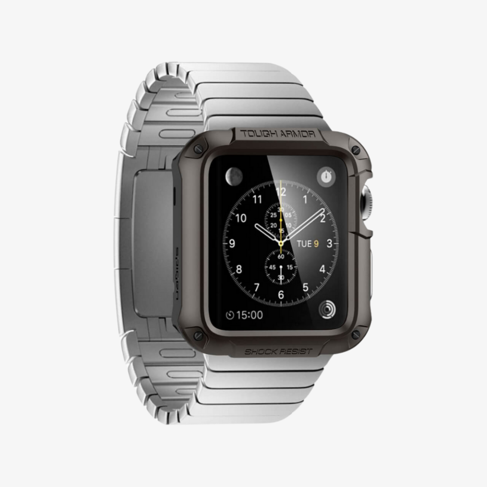 Apple Watch Serisi (42mm) Kılıf, Spigen Tough Armor Gunmetal