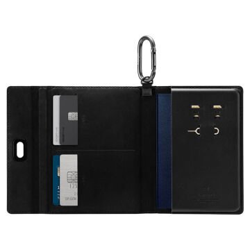 Spigen Passport Holder RFID Korumalı Seyahat Çantası Pasaport Cüzdan Black