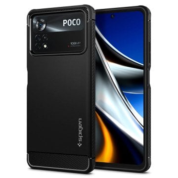 Poco X4 Pro Kılıf, Spigen Rugged Armor Matte Black