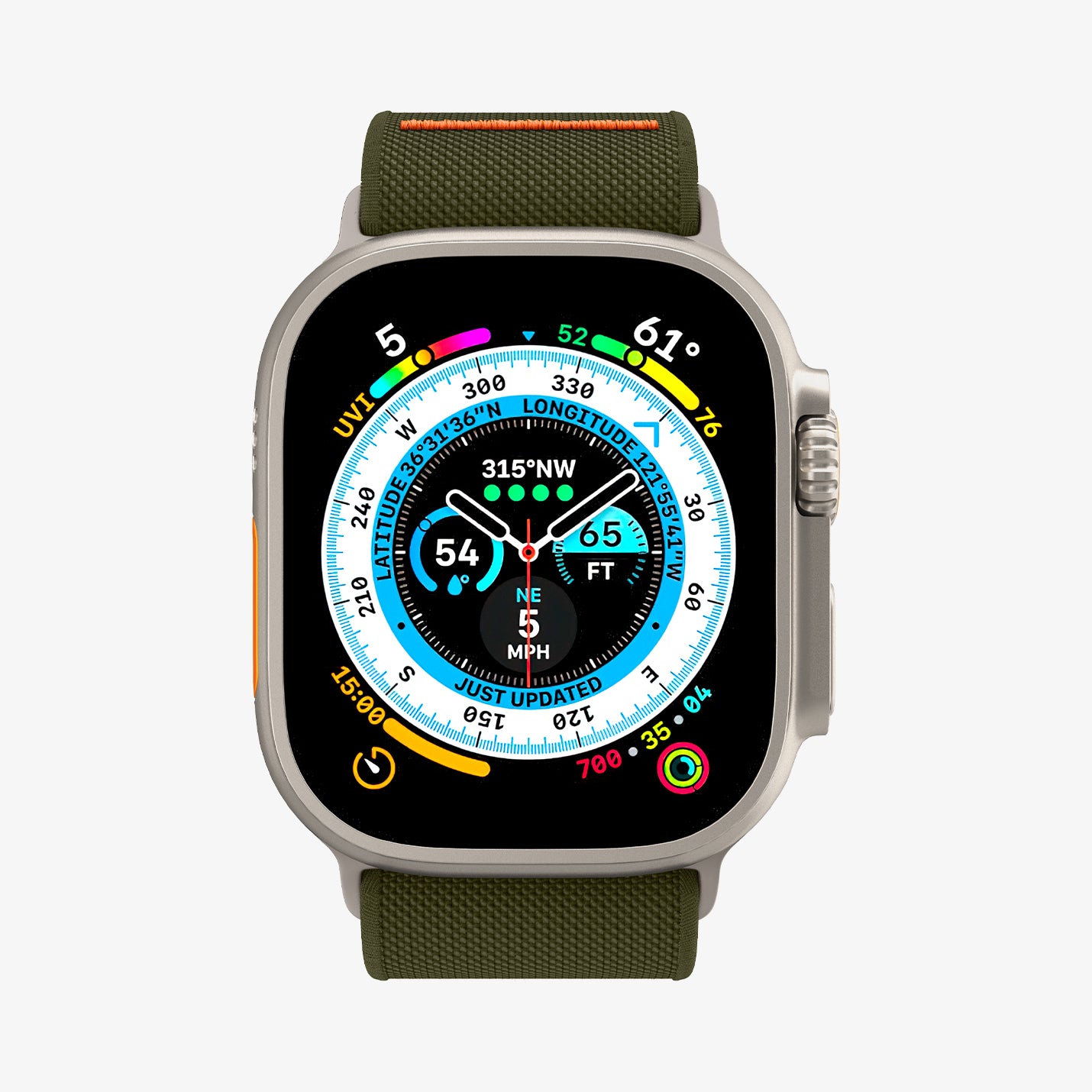 Apple Watch Serisi (49mm/45mm/44mm/42mm) Kayış Kordon, Spigen Watch Band Lite Fit Ultra Khaki