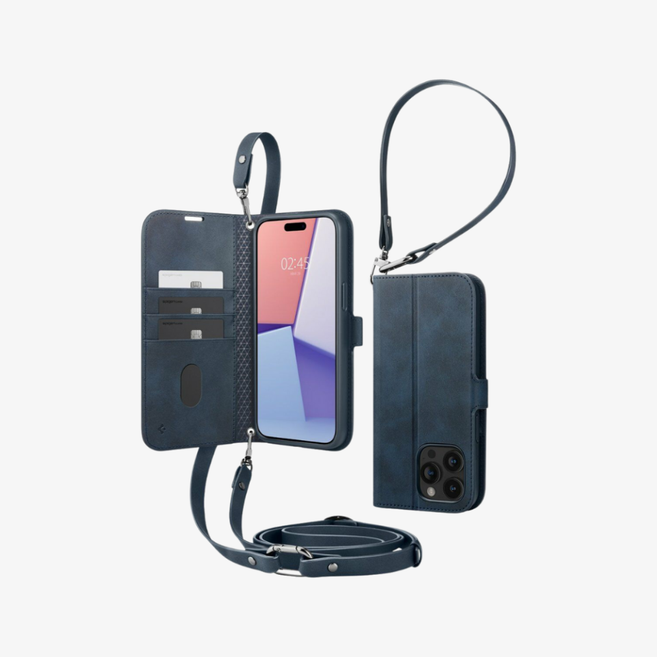 iPhone 15 Pro Kılıf, Spigen Wallet S Pro Navy