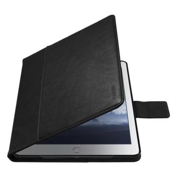 Spigen Apple iPad 9.7'' (2017) Uyku Modlu Premium Deri Kılıf Stand Folio Black