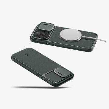 iPhone 15 Pro Max Kılıf, Spigen Optik Armor MagFit (MagSafe Uyumlu) Abyss Green