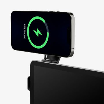 Spigen OneTap Pro Kablosuz Şarj Cihazı MagFit Tesla Model Y & 3 Uyumlu Ekran Üstü Araç Tutucu ITT90W Black