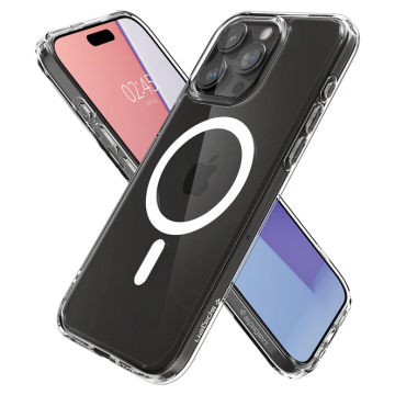 iPhone 15 Pro Max Kılıf, Spigen Crystal Hybrid (MagSafe uyumlu) White