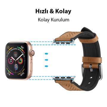 Apple Watch Serisi (41mm/40mm/38mm) Kayış Kordon, Spigen Watch Band Lite Fit Brown