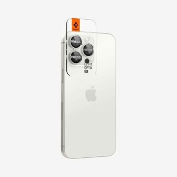 iPhone 15 Pro Max / iPhone 15 Pro / iPhone 14 Pro Max / iPhone 14 Pro Kamera Lens Cam Ekran Koruyucu, Glas.tR EZ Fit Optik Pro (2 Adet) White Titanium