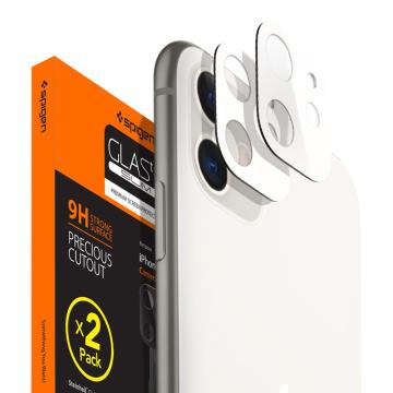 iPhone 11 Kamera Lens Cam Ekran Koruyucu, Spigen Full Cover (2 Adet) White