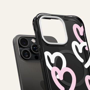 iPhone 15 Pro Kılıf, Ciel By Cyrill UltraSheer Mag Doodle Hearts (Magsafe Uyumlu) Black