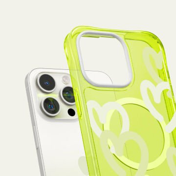 iPhone 15 Pro Kılıf, Ciel By Cyrill UltraSheer Mag Doodle Hearts (Magsafe Uyumlu) Lime