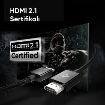 Spigen PowerArc ArcWire 8K HDMI Kablo 48Gbps Ultra High Speed (8K/60Hz 4K/120Hz) Dynamic HDR eARC 3D (2 Metre) PB2001