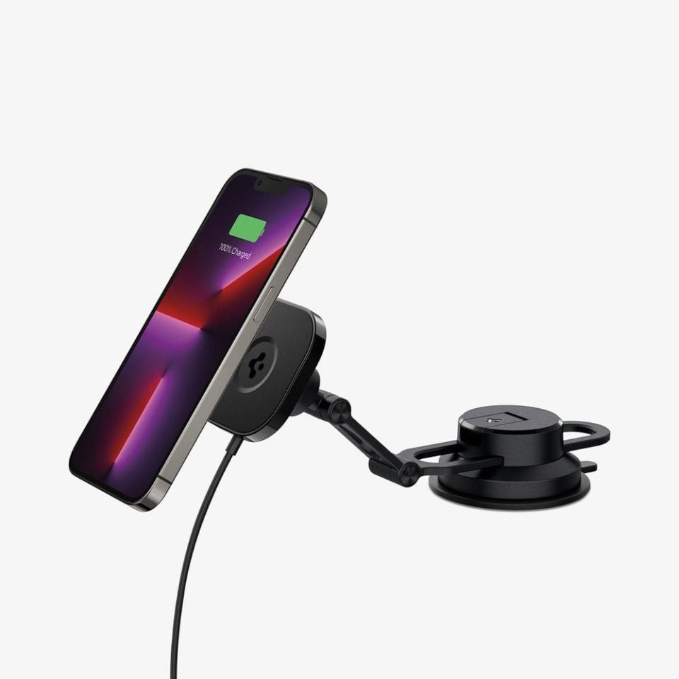 Spigen OneTap Pro 3 Dashboard (MagFit) Ön Konsol ile Uyumlu Araç içi Telefon Tutucu + MagSafe Manyetik 7.5W Kablosuz Şarj Cihazı iPhone 15 / 14 / 13 / 12 Serisi Black