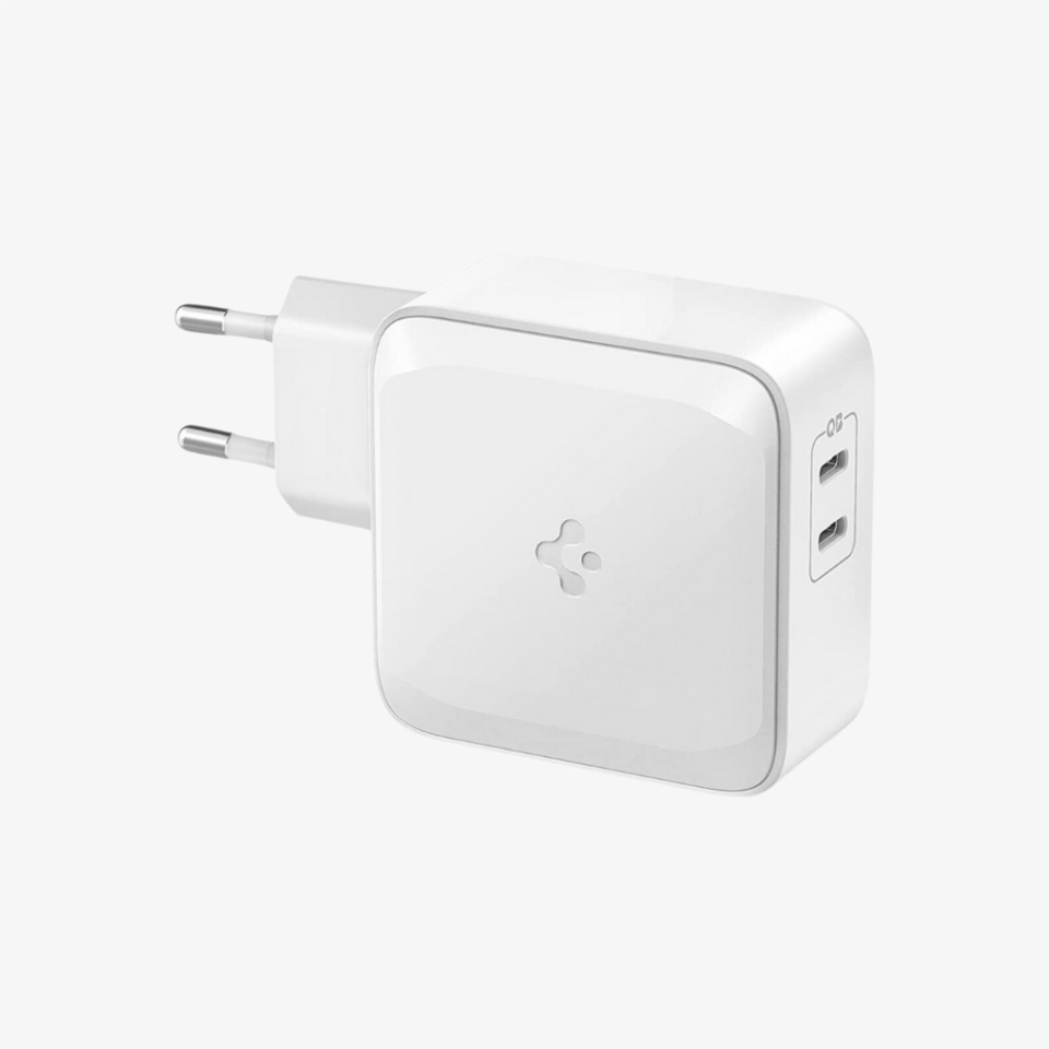 Spigen PowerArc ArcStation Pro 65W Hızlı Şarj Cihazı Gallium Nitride (GaN) (Tek Kullanımda 60W / Çift Kullanımda 1.Port 45W + 2.Port 20W) White PE2007 White