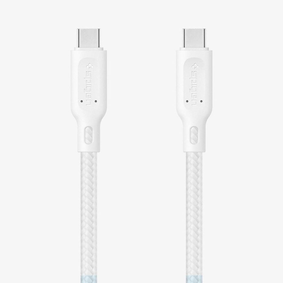 Spigen DuraSync Type-C to Type-C USB 2.0 60W Hızlı Şarj ve 480mb/s Data Hızı Kablo (1.5 Metre) C11C1 White