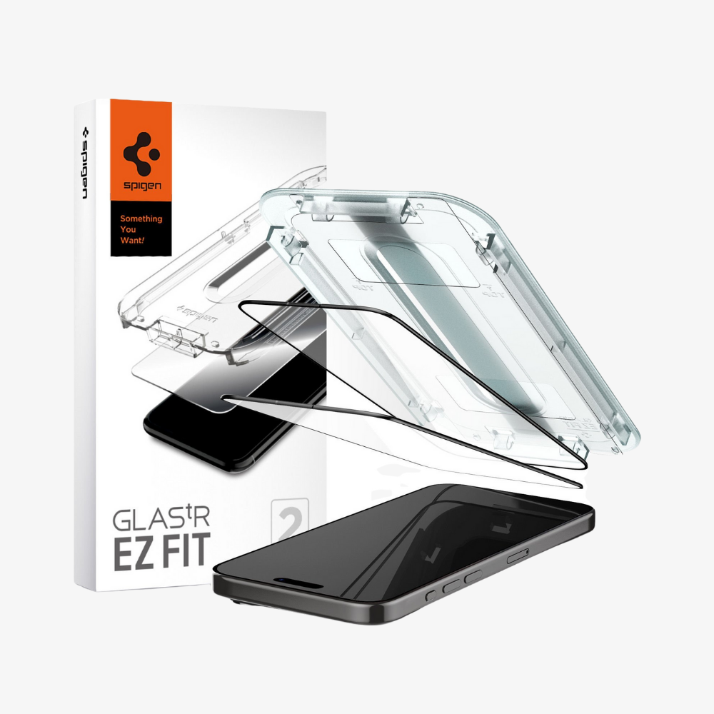 iPhone 15 Pro Ekran Koruyucu Kolay Kurulum, Spigen GLAS.tR EZ Fit FC (2 Adet) Black