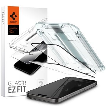iPhone 15 Pro Ekran Koruyucu Kolay Kurulum, Spigen GLAS.tR EZ Fit FC (2 Adet) Black