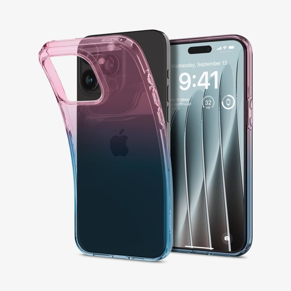 iPhone 15 Pro Kılıf, Spigen Liquid Crystal 4 Tarafı Tam Koruma Gradation Pink