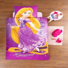 Özdilek Princess Cindirella - Rapunzel Tek Kişilik Disney Lisanslı Çocuk Nevresim Takımı Mavi Çift T