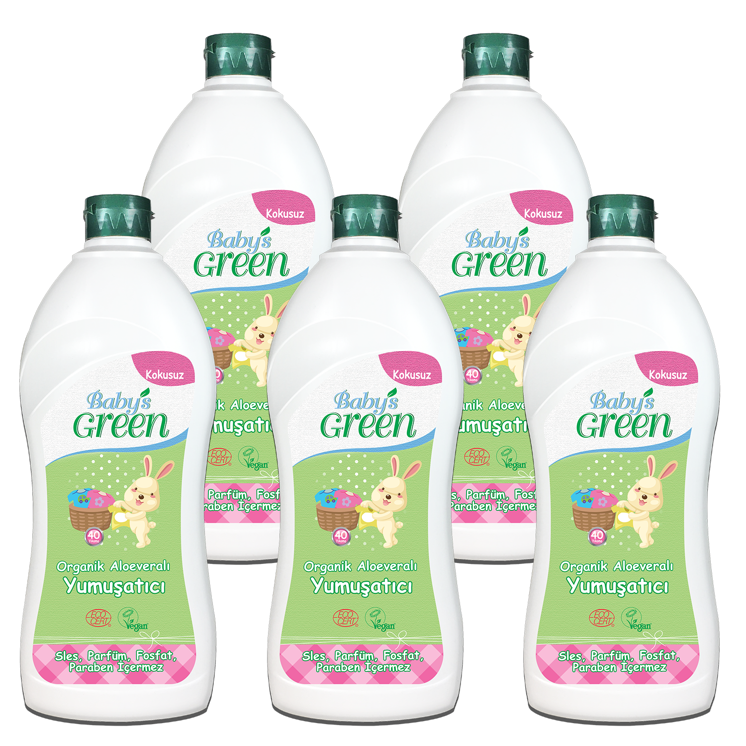 5'li Set Organik Aloeveralı Bebek Çamaşır Yumuşatıcı ECO  200 Yıkama