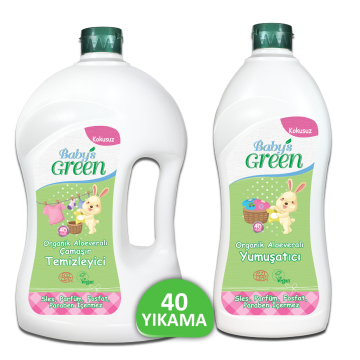 2'li Set Organik Aloe Veralı Bebek Çamaşır Temizleyici 40 Yıkama Alana Bebek Yumuşatıcı 40 Yıkama HEDİYE- ECO