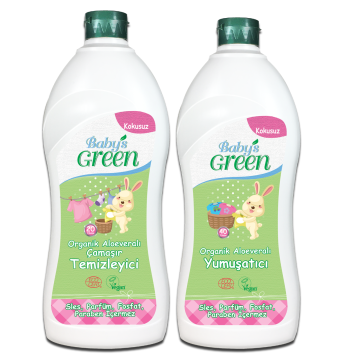 2'li Set Organik Aloe Veralı Bebek Çamaşır Temizleyici 20 Yıkama + Yumuşatıcı 40Yıkama - ECO