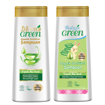 2'li Organik Aloe Veralı Şampuan ve Organik BEBEK Şampuanı Seti 400ml*2 EcoCosmos