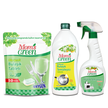 3'lü Set Oksijenli Bulaşık Tableti - Limonlu Elde Bulaşık ve Mutfak Sprey