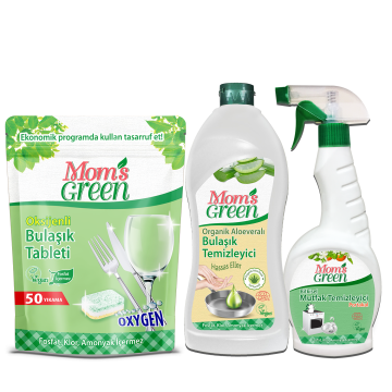 3'lü Set Oksijenli Bulaşık Tableti - Aloe Veralı Elde Bulaşık ve Mutfak Sprey
