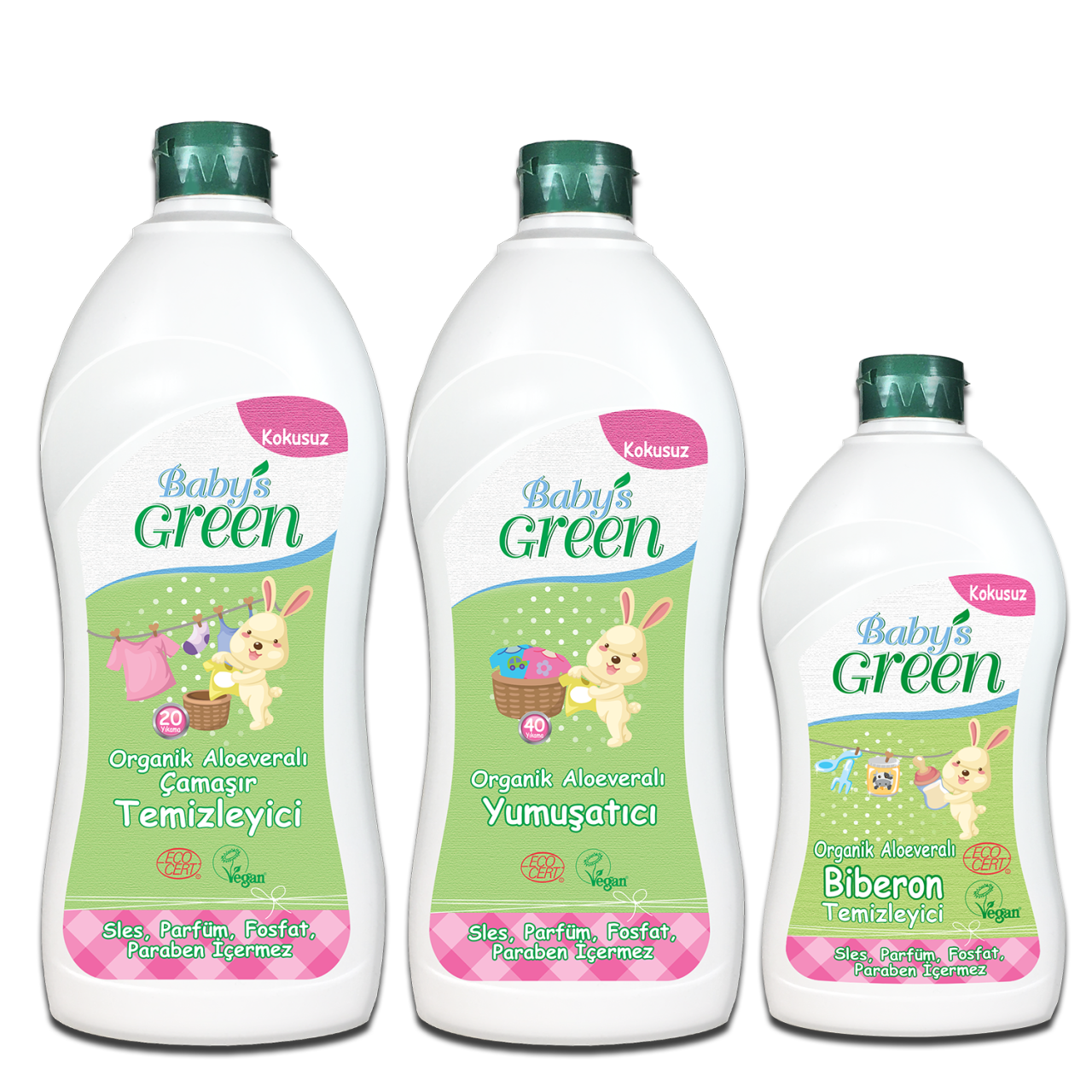 3'lü Set Organik Aloe Veralı Bebek Çamaşır Temizleyici 20 Yıkama - Yumuşatıcı 40 Yıkama - Biberon Temizleyici ECO